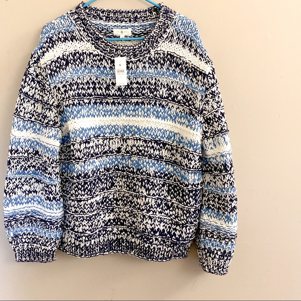 Blue Knit Sweater Size Large Lou & Grey COMFY